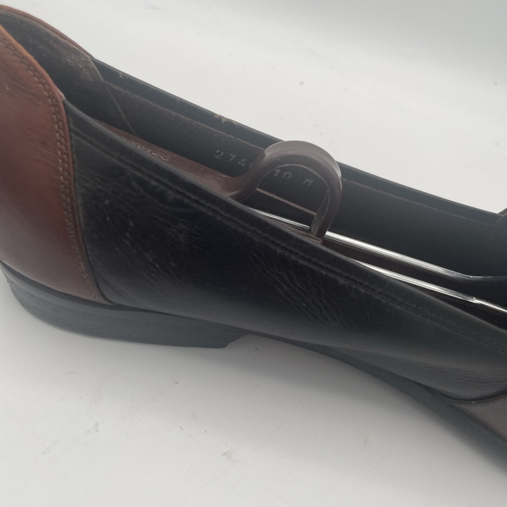 Bragano Mens Shoes Size 10M Black Brown Leather Full‎ Strap Woven Tassel Loafers - Picture 7 of 16